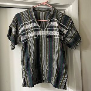 Vintage Baja woven short sleeve shirt, fits size XS/Small
